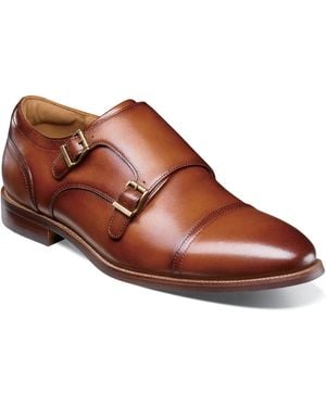 Florsheim Ruvo Cap Toe Double Buckle Shoes - Brown