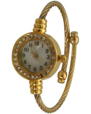 Olivia Pratt Petite Twisted Bangle Bracelet Watch - Metallic