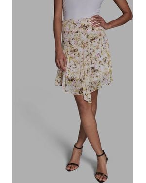BCBGMAXAZRIA Side Zipper Printed Asymmetrical Mini Skirt - Multicolor