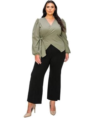 L I V D Plus Size Yelena Crepe Wrap Top - Green