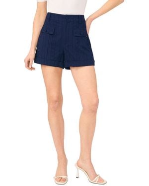Cece High-rise Cuffed Cotton Shorts - Blue