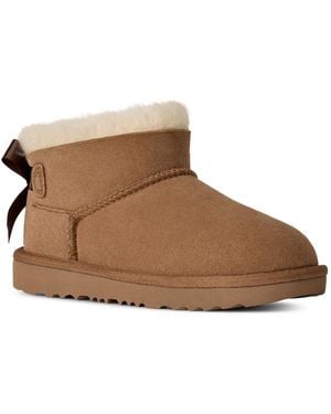 UGG Kids Ultra Mini Bailey Bow Round Toe Booties - Brown