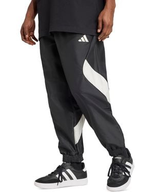 adidas Stadium Colorblocked Woven Logo Pants - Black