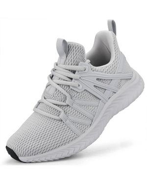 Peneyon Slip On Running Sneakers Breathable Lightweight Anti Slip Walking Tennis Shoes - Gray