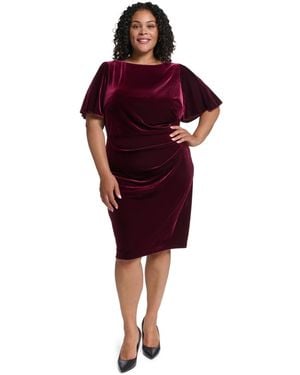 Jessica Howard Plus Size Short-sleeve Boat Neck Dress - Red