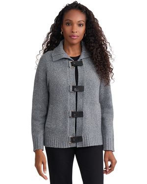 Jones New York Short Utility Collared Jacket - Gray