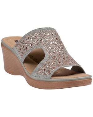 Gc Shoes Jaeya Embellished Knit Wedge Sandals - Brown