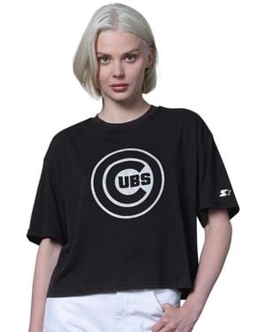 Starter Chicago Cubs Holy Grail Boxy Cropped T-shirt - Black