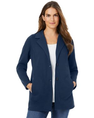 Woman Within Within Knit Blazer - Blue
