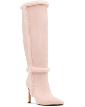 Madden Girl Pine Faux-fur Trim Tall Stiletto Dress Boots - Pink