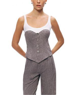 Nocturne Button-front Tailored Blouse - Gray