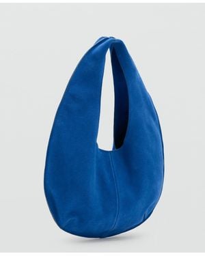 Mango Small Split-leather Bag - Blue