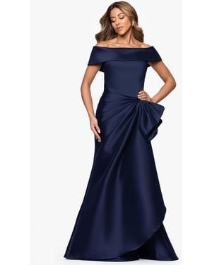 Xscape Mikado Off-the-shoulder Ruffle Ball Gown - Blue