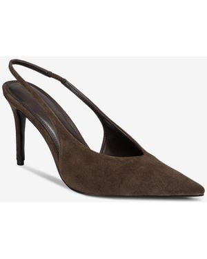 Black Suede Studio Diana Pointed-toe Stiletto Slingback Pumps - Brown