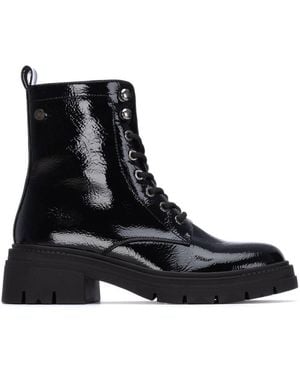 Xti Patent Leather Combat Booties By - Black