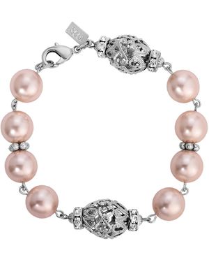 2028 Crystal Acrylic Filigree Bead Bracelet - Metallic