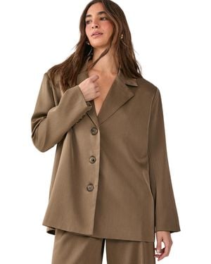 Nasty Gal Satin Pleated Oversized Blazer - Brown