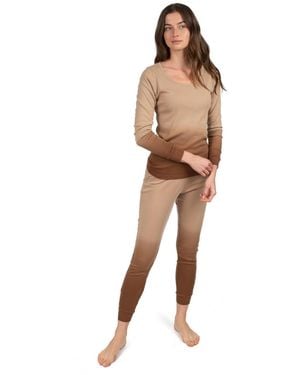 Leveret Matching Family Two Piece Cotton Long Sleeve Tie Dye Pajamas - Natural
