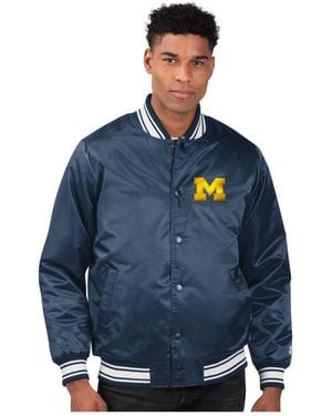 Starter Michigan Wolverines Core Satin Varsity Full-snap Jacket - Blue