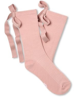 UGG Serenella Novelty Bow Ribbed Crew Socks - Pink