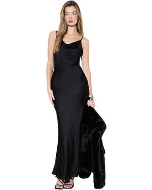 MissPap Premium Satin Bow Bridesmaid Dress - Black
