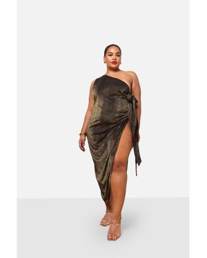 Rebdolls Plus Size Boa Snake Adjustable Sider Strap Maxi Dress - White
