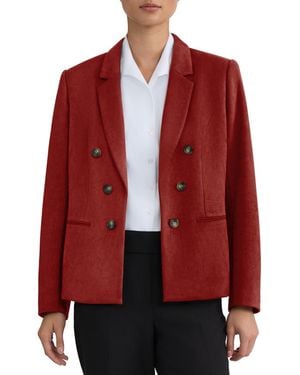 Jones New York Petite Double-breasted Notch-collar Faux-suede Blazer - Red