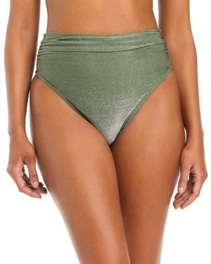 BarIII Shimmer Core Solids High Rise Swim Bottoms - Green