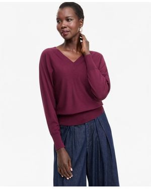 INC International Concepts Double V-neck Dolman Sweater - Purple