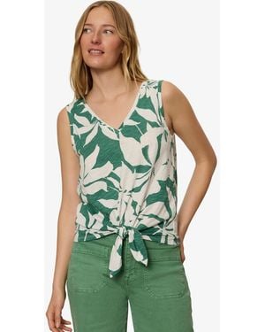 Sanctuary Printed V-neck Sleeveless Tie-hem Tank Top - Green