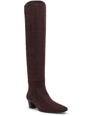 Dolce Vita Stryker Wide-calf Over-the-knee Pull On Heeled Boots - Brown