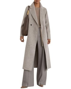 Reiss Petite Daia Double-breasted Wool-blend Wrap Coat - Gray