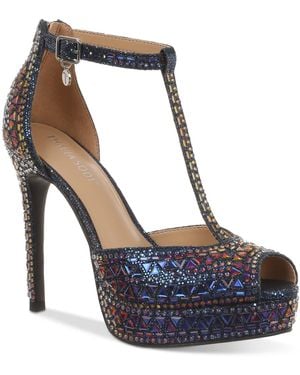 Thalia Sodi Chacey Embellished T-strap Platform Pumps - Blue