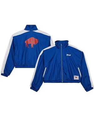 Mitchell & Ness Buffalo Bills Nylon Cropped Full-zip Jacket - Blue