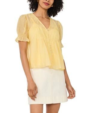 Vince Camuto Pintuck Short-sleeve Top - Yellow