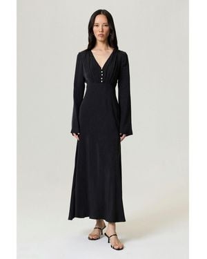 Nocturne Crystal Button Detailed Maxi Dress - Blue