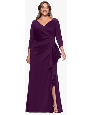 Xscape Plus Size V-neck Long Sheath Dress - Purple