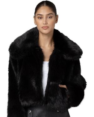 Blank NYC Make It Rain Faux-fur Cropped Jacket - Black