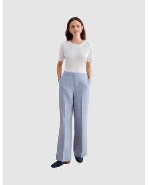 Hobbs Estella Mid-rise Wide-leg Linen Pants - Blue