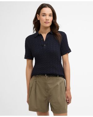 Barbour Hartland Knitted Polo Sweater - Blue