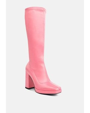 Rag & Co Presto Stretchable Satin Long Boot - Pink