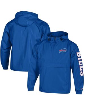 Champion Buffalo Bills Packable Hooded Windbreaker Half-zip Jacket - Blue