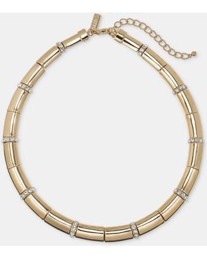 INC International Concepts Pave & Tubular Beaded Collar Necklace - Metallic