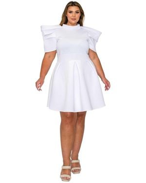 L I V D Plus Size Karina Neoprene Flare Dress - White