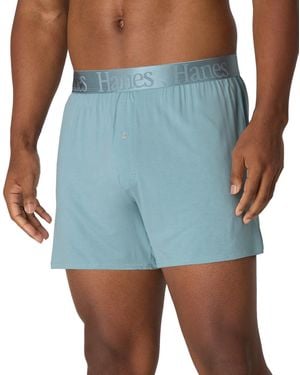 Hanes Ultimate Knit Tagless Boxer Shorts - Blue