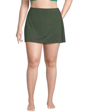 Lands' End Plus Size Tummy Control Swim Skirt - Green