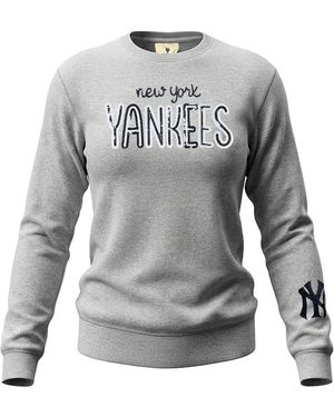 Soft As A Grape New York Yankees Nantucket Sequin Fleece Sweatshirt - Gray