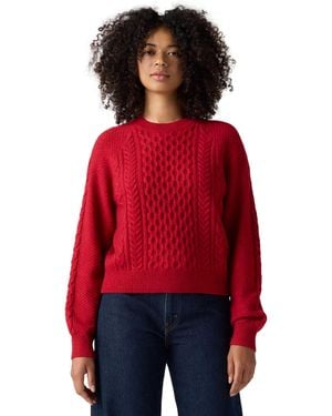 Levi's Jolie Cable-knit Long-sleeve Crewneck Sweater - Red