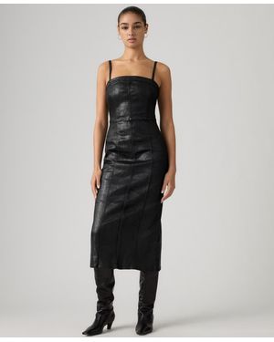 Levi's Premium Coated Seamed Bustier Denim Midi Dress - Black