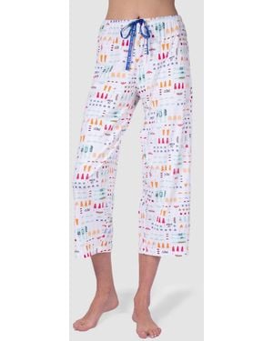 Hue Printed Capri Mid-rise Pants - White